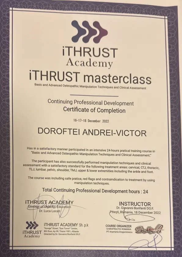 Certificare în terapii manuale